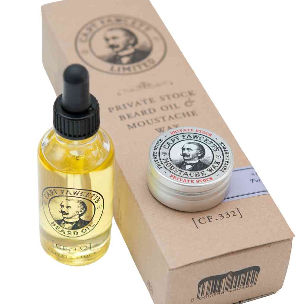 CAPTAIN FAWCETT Coffret Private Stock - Huile pour barbe 50ml et Cire à moustache