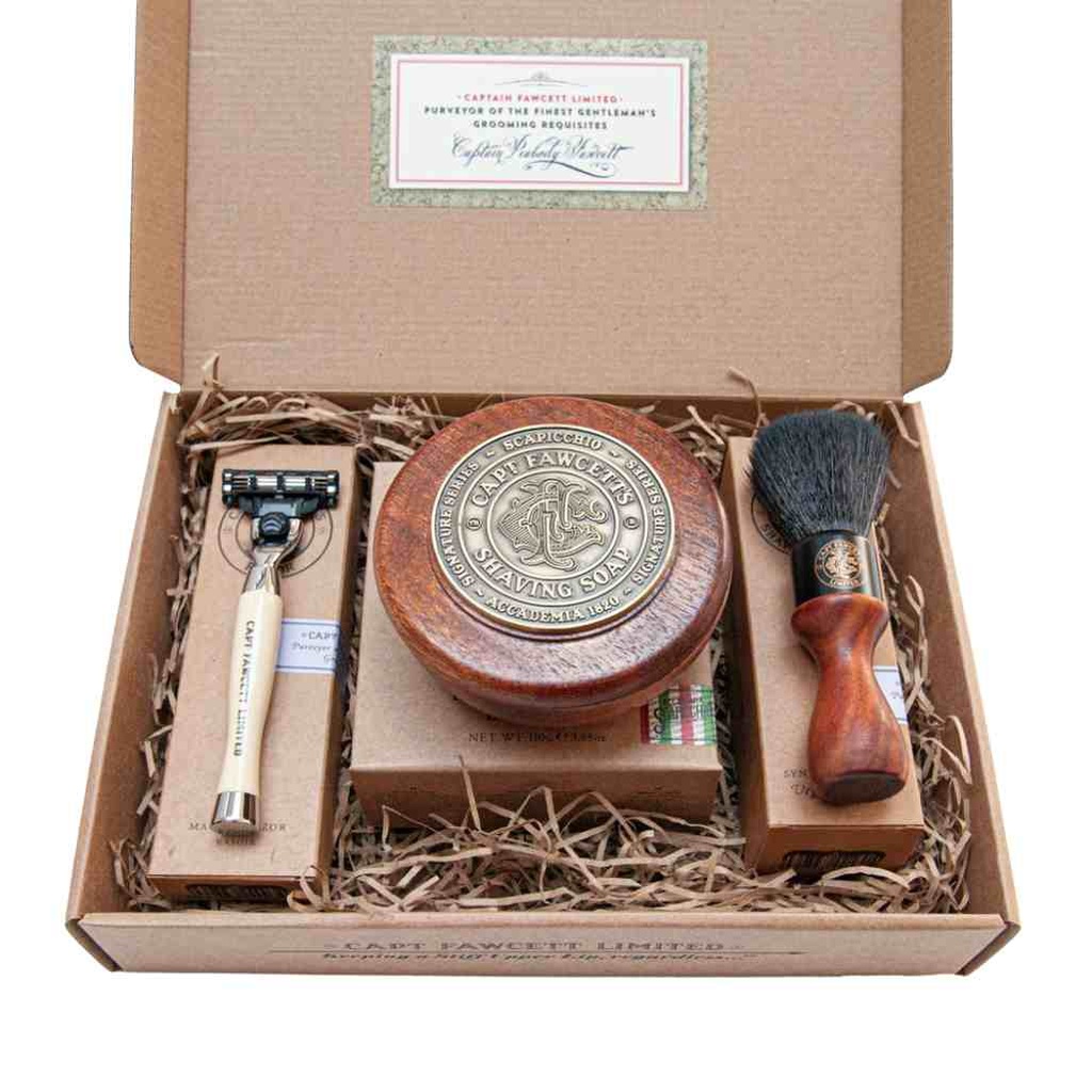 CAPTAIN FAWCETT Scapicchio Rasierseife, Rasierpinsel und Rasiermesser Geschenkset
