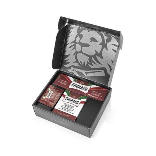 PRORASO Coffret crème à raser et baume à barbe red nourish