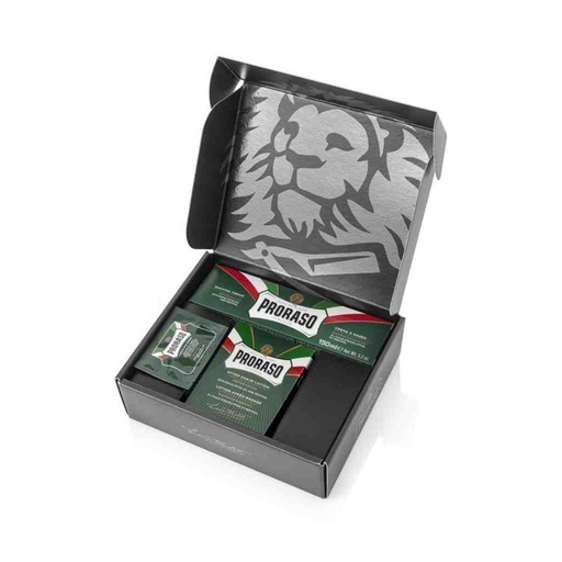 PRORASO Coffret crème à raser et lotion après-rasage green refresh