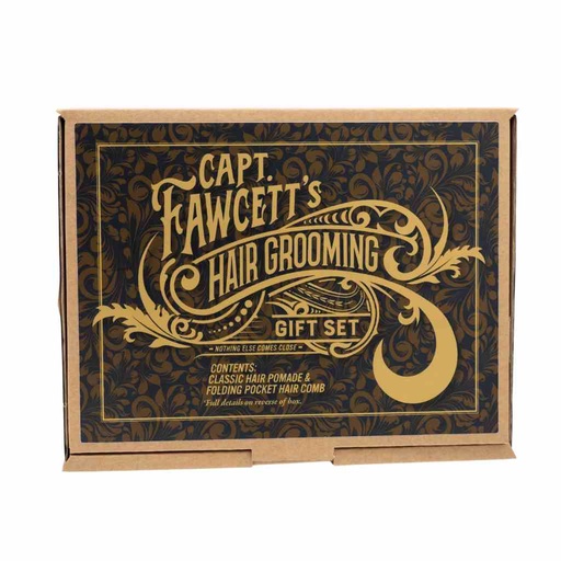 [CFA-6704] CAPTAIN FAWCETT Coffret cadeau pour le soin des cheveux - Pomade classique & Peigne pliable