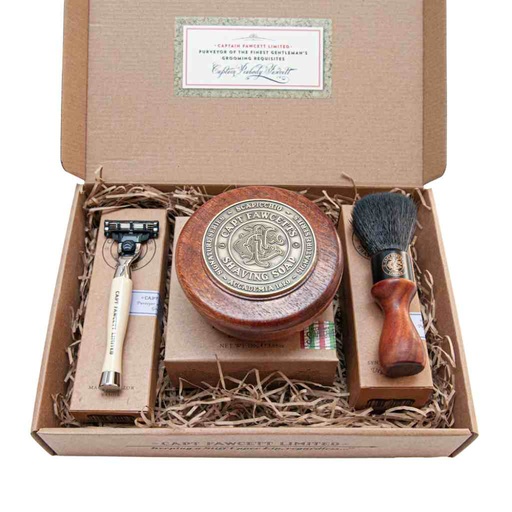 [CFA-6690] CAPTAIN FAWCETT Scapicchio Rasierseife, Rasierpinsel und Rasiermesser Geschenkset