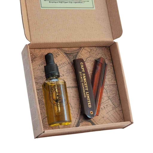 [CFA-6670] CAPTAIN FAWCETT Beard Oil & Folding Pocket Beard Comb  Private Stock