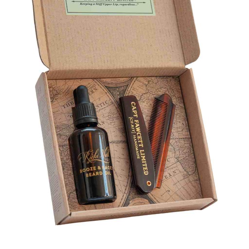 [CFA-6693] CAPTAIN FAWCETT Bartöl & Faltbarer Taschenbartkamm Booze & Baccy 