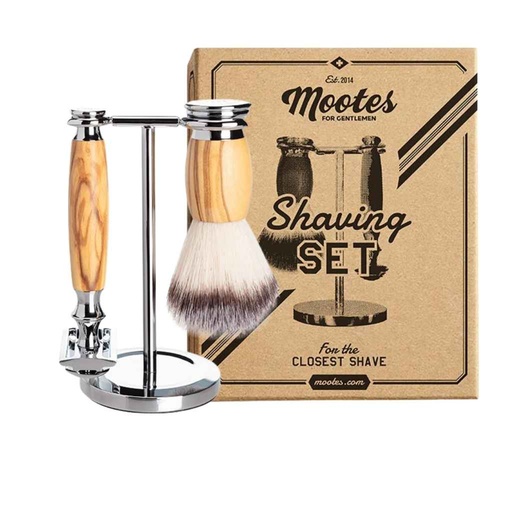 [MO-ShSe-08] MOOTES Coffret de rasage Butterfly Bois d'oliver