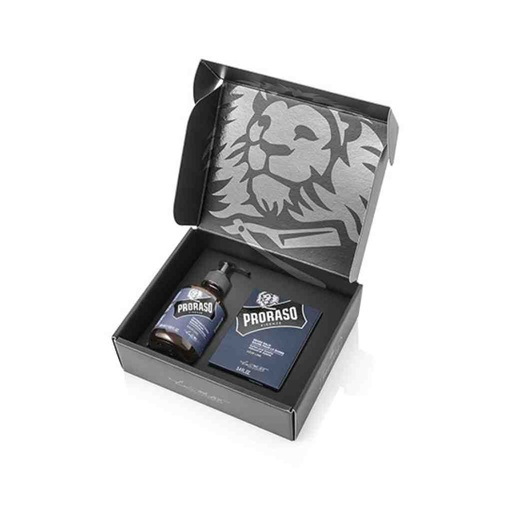 [PRO-400736] PRORASO Coffret shampoing et baume à barbe azur lime