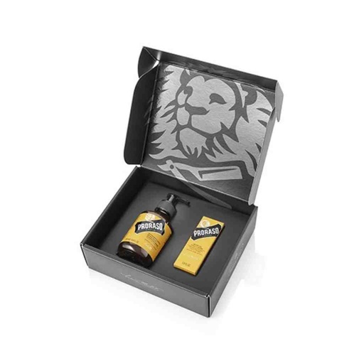 [PRO-400745] PRORASO Coffret shampoing et huile à barbe wood & spice