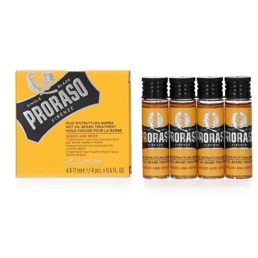 [PRO-400790] PRORASO Traitement à barbe à l'huile chaude Wood & Spice 4x17ml