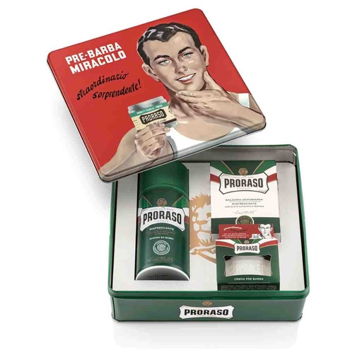 [PRO-400369] PRORASO Kit de rasage avec mousse gino green refresh